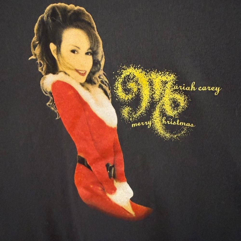 Old Navy Mariah Carey Merry Christmas Womens Black Cropped Graphic Tee 3X - Picture 2 of 5